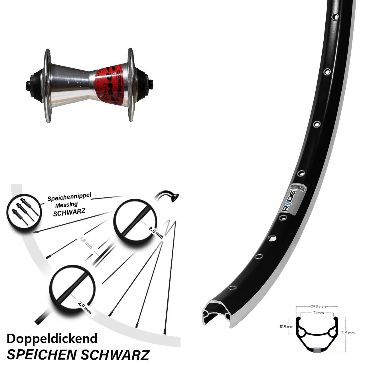 Laufrad für Schnellspanner 26 Zoll Ryde ZAC 421 Formula