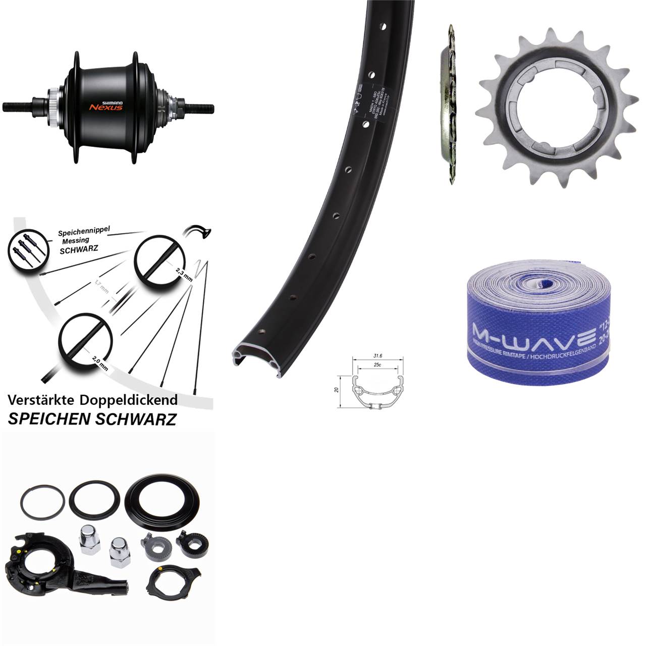 20 Zoll Hinterrad Mach1 Kargo Shimano Nexus 7 Gang Centerlock