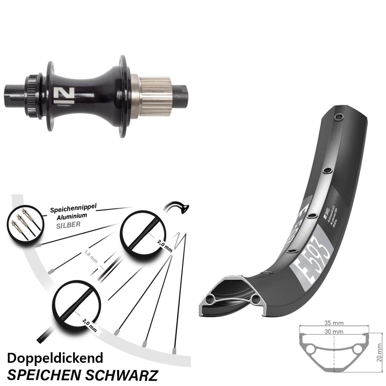 Disc Hinterrad 12x148 27,5 Zoll DT Swiss E593 Novatec D462 Micro Spline