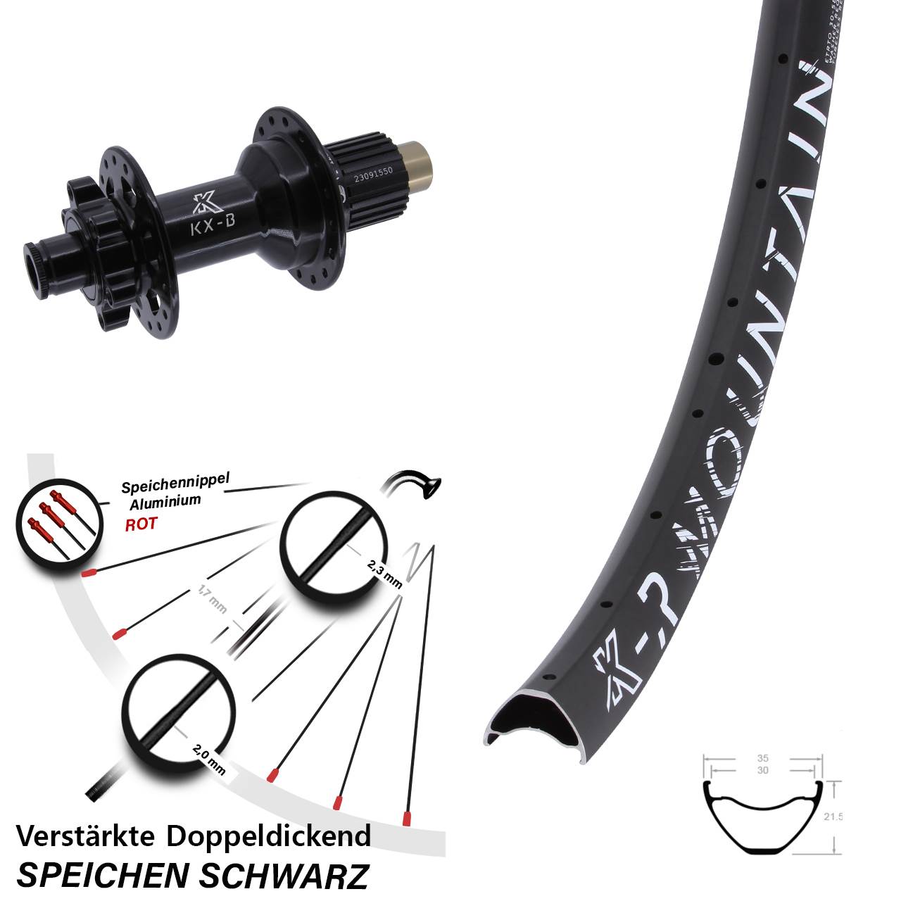 Boost 6-Loch Hinterrad 12x148 27,5 Zoll KXR-B Mountain Micro Spline