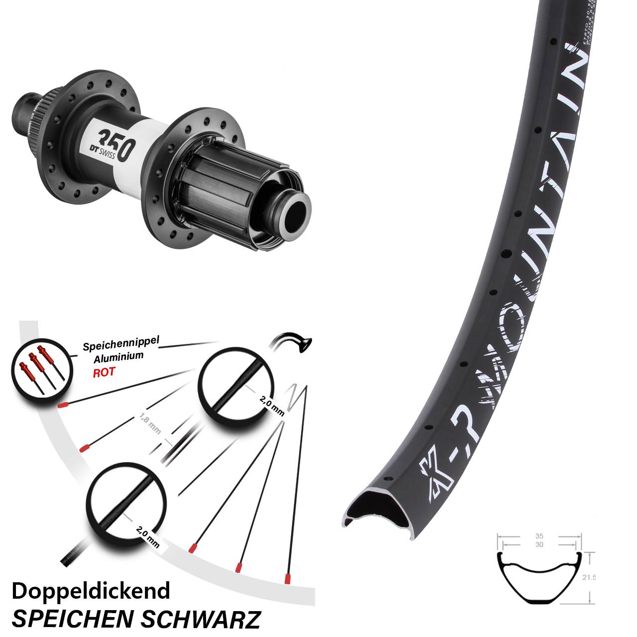 27,5 Zoll Hinterrad KX-R Mountain DT Swiss 350 Centerlock 8-11 fach 12x148