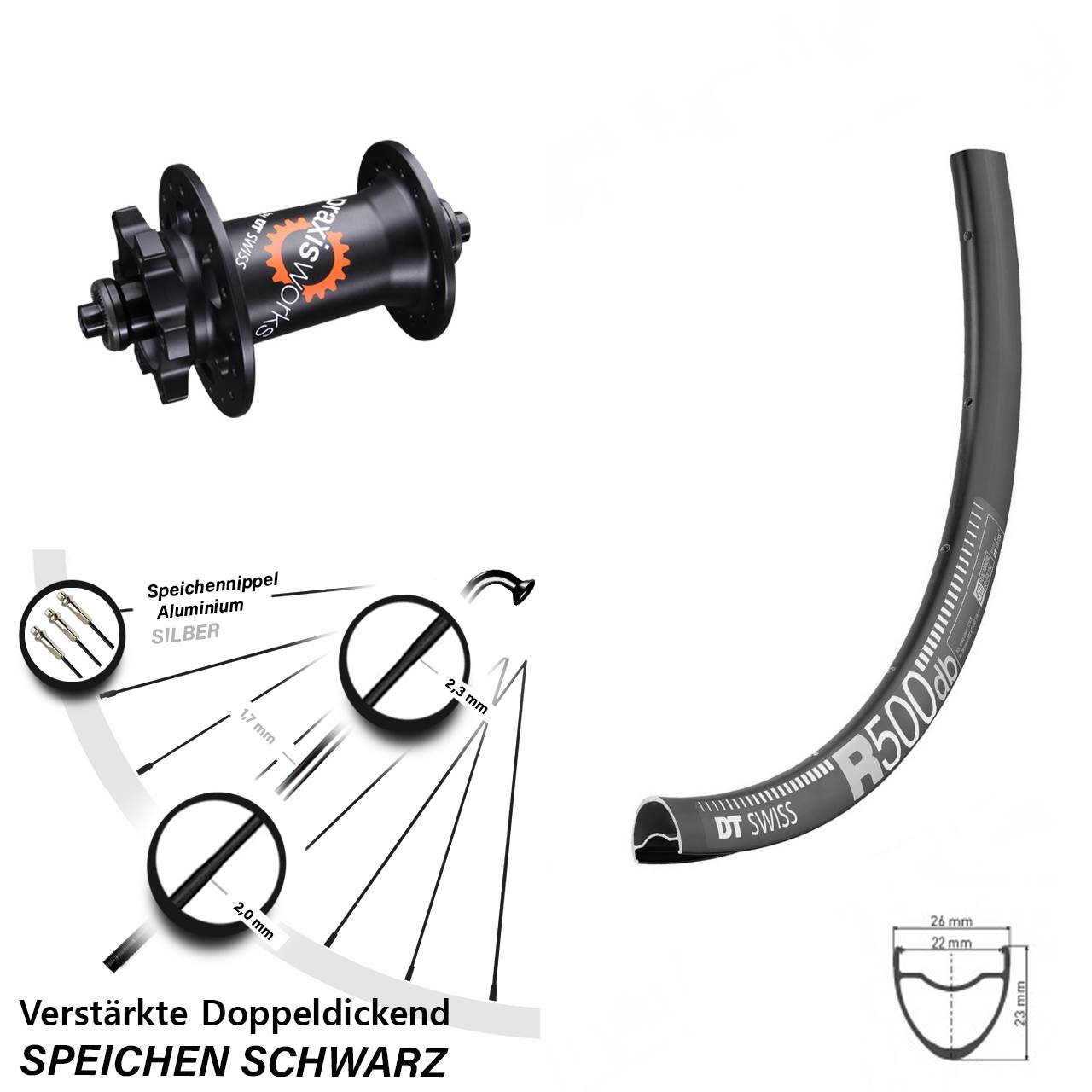 Disc Vorderrad für Schnellspanner 28-29 Zoll DT Swiss R 500-350 QR