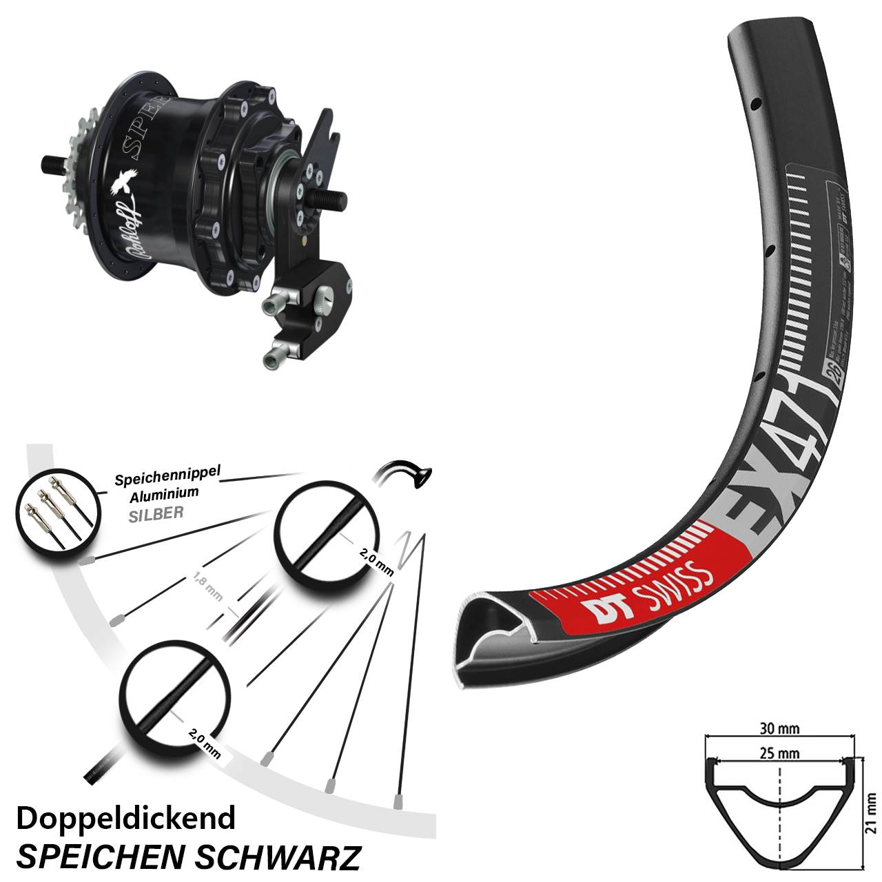 Hinterrad 26 Zoll DT Swiss EX 471 Disc Rohloff Speedhub 500/14 TS DB OEM2 schwarz