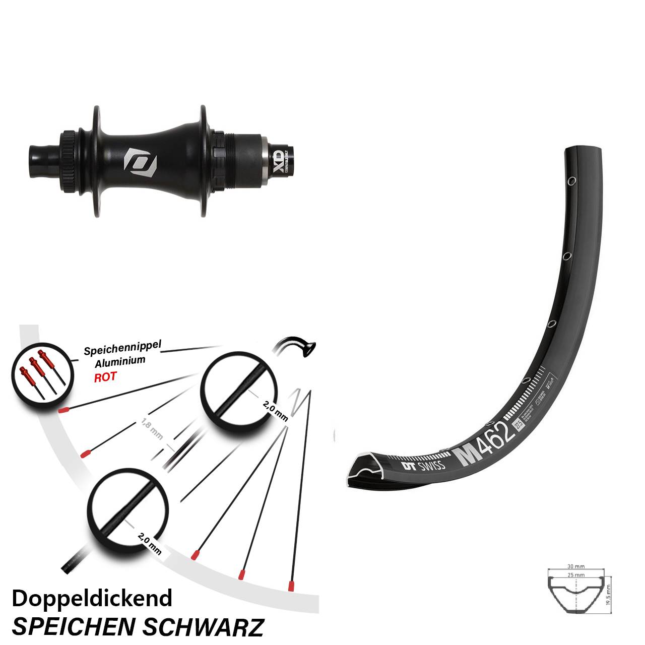 27,5 Zoll DT Swiss M 462 Hinterrad Syncros XD Centerlock 12x148