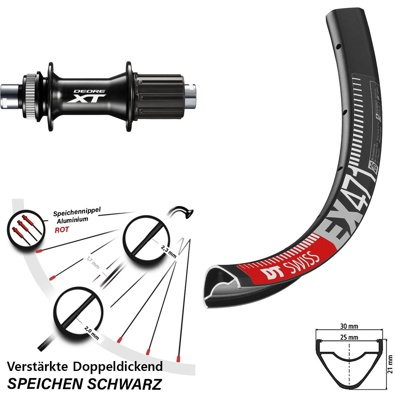 Boost Hinterrad Centerlock 12x148 650B DT Swiss EX471 Shimano XT FH-M8010-B 8-11 fach