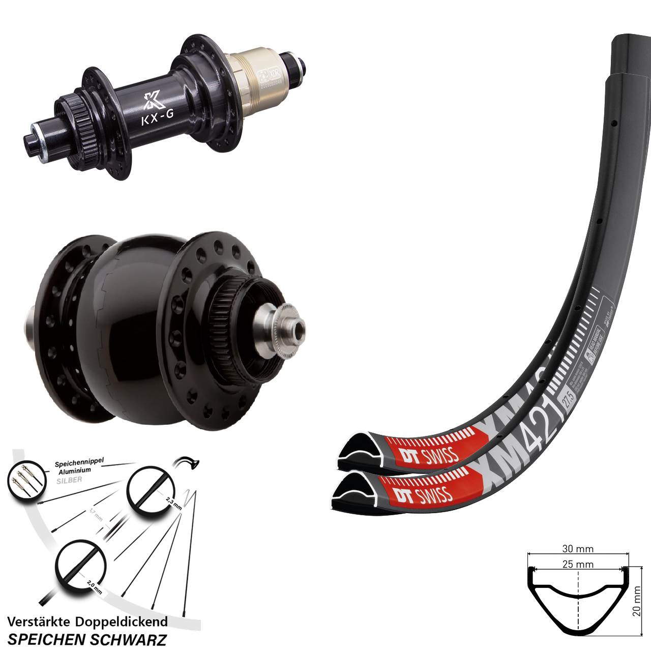 Disc Laufradsatz 650B DT Swiss XM421 KX-G SONdelux XDR QR