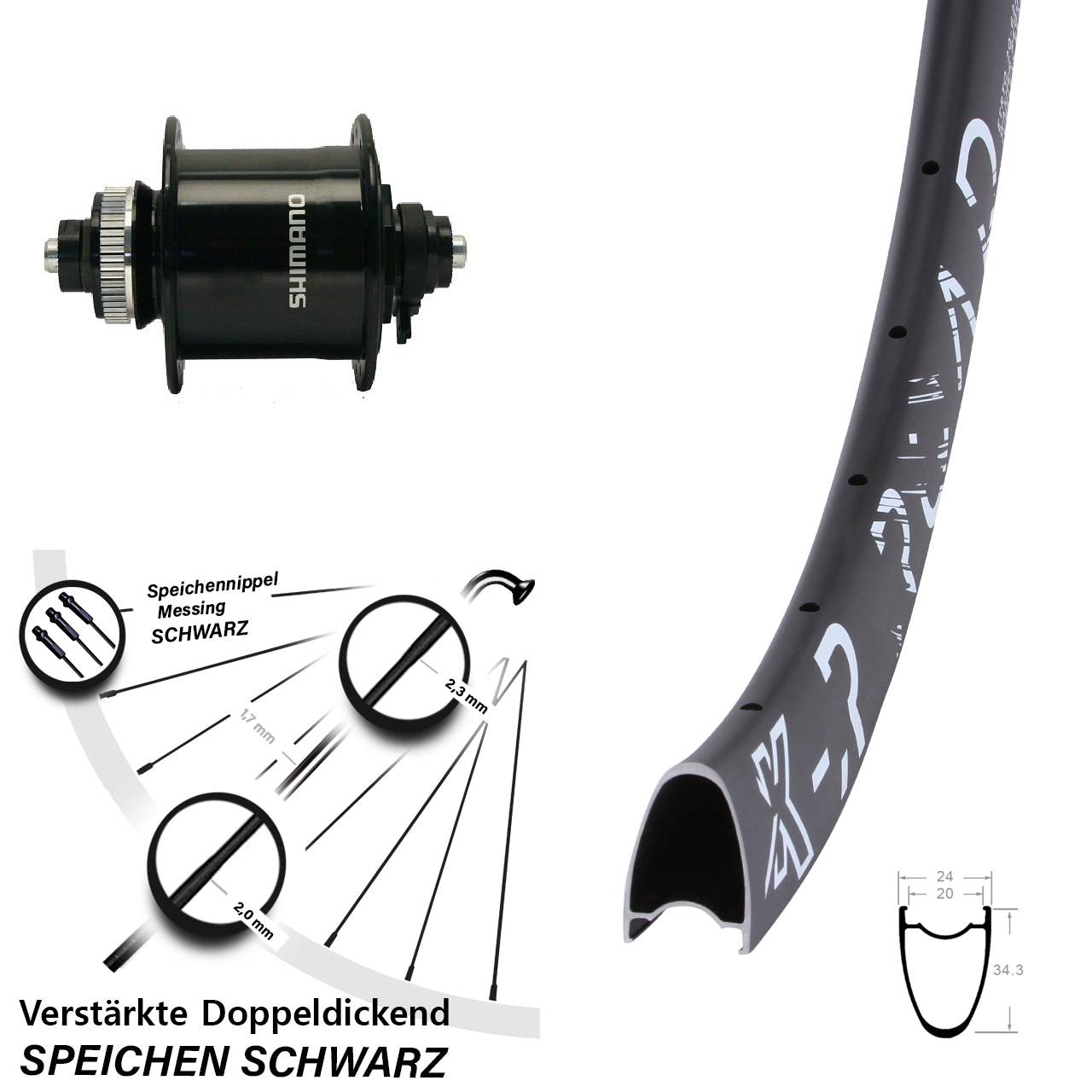 Disc Vorderrad mit Nabendynamo für Schnellspanner 28 Zoll KX-R Road Shimano DH-UR700-3D