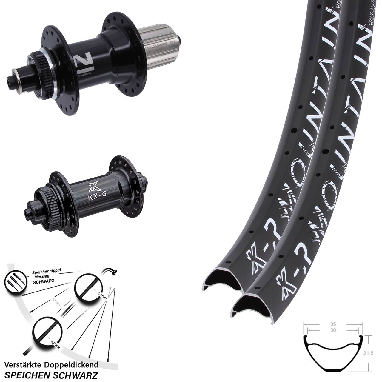 Laufradsatz Centerlock QR 29 Zoll KX-GR Mountain Novatec D042SB 8-12 fach