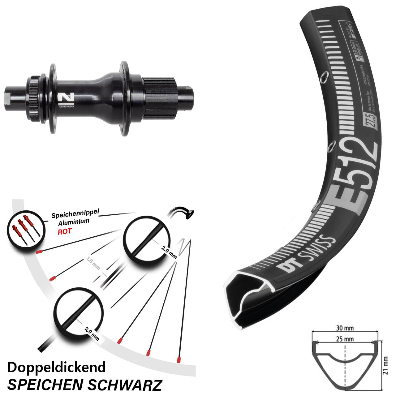 Disc Laufrad 29 Zoll DT Swiss E512 Novatec D792SB Micro Spline 12x142