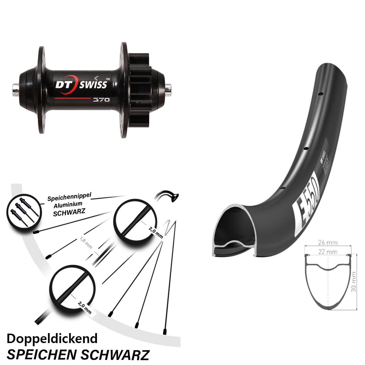 Disc Laufrad QR 28 Zoll DT Swiss E550-370