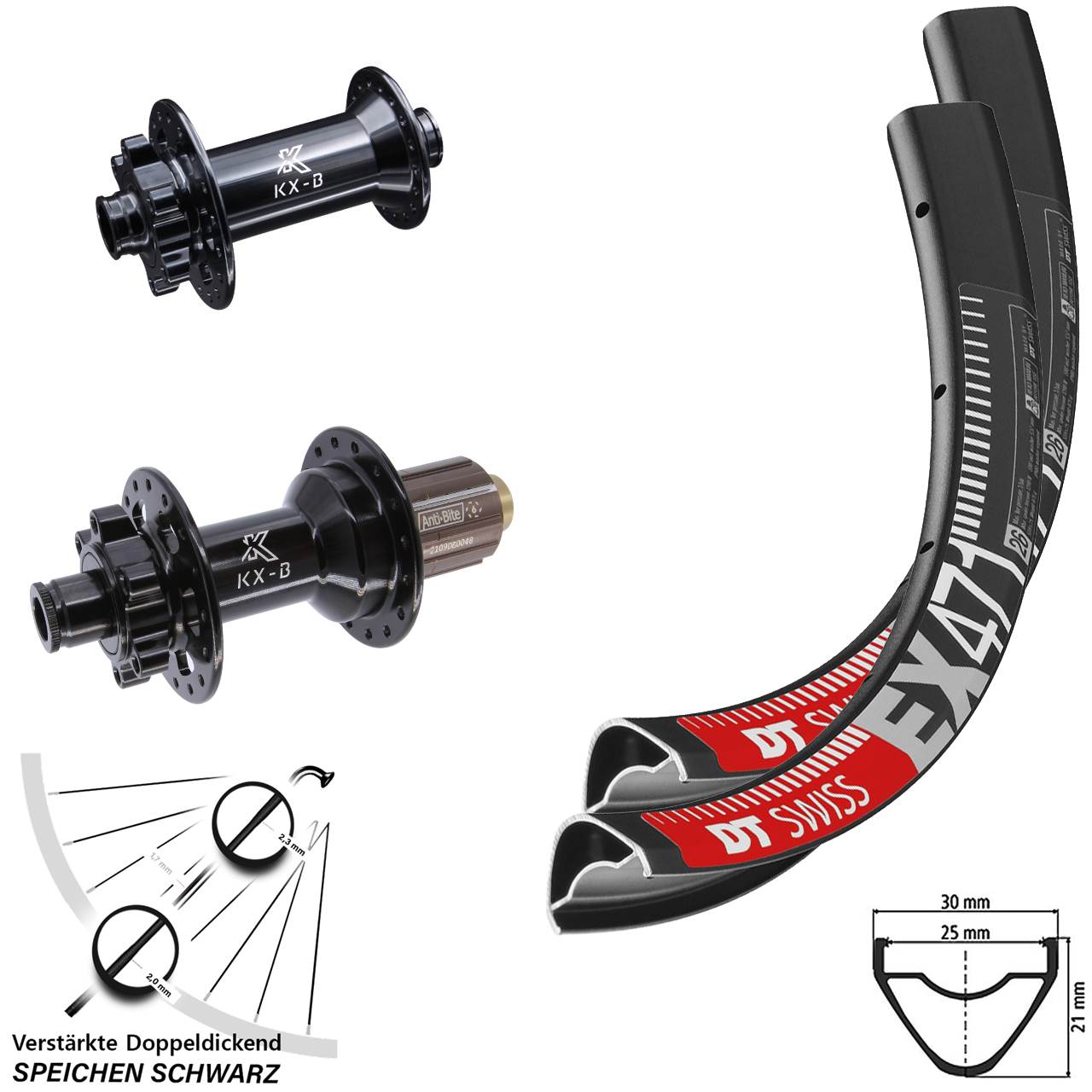 DT Swiss EX471 KX-B 29 Zoll Laufradsatz 15x110 12x148 Boost 6-Loch 8-11 fach HG