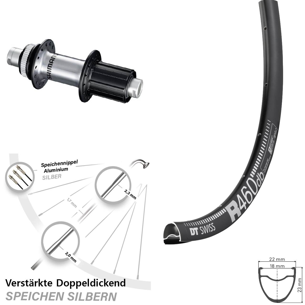 DT Swiss R 460 Shimano FH-RS770 28 Zoll Centerlock Hinterrad 12x142 8-12 fach