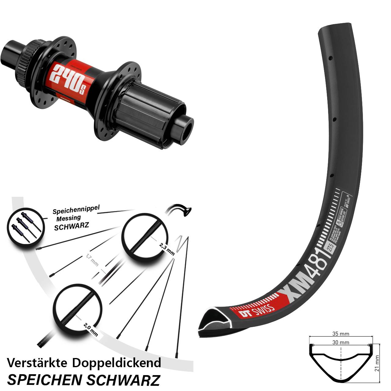 29 Zoll DT Swiss XM 481-240S Hinterrad Centerlock 12x148 8-11 fach
