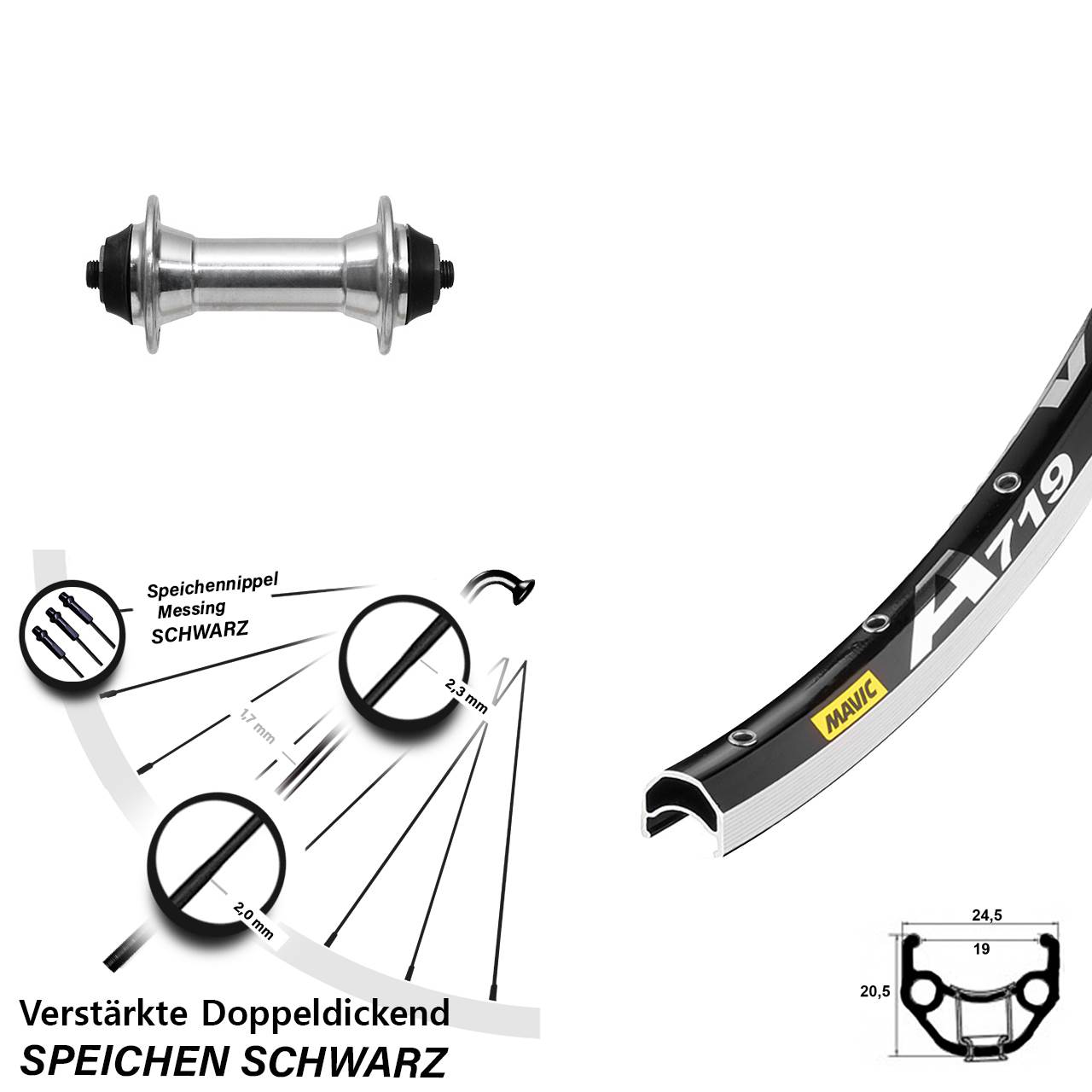 Mavic A 719 Formula FM21 28 Zoll Vorderrad QR