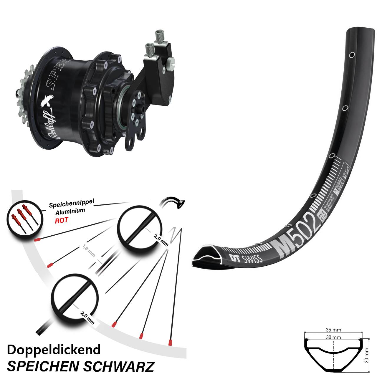 27,5 Zoll DT Swiss M502 Rohloff Speedhub 500/14 CC DB Tandem