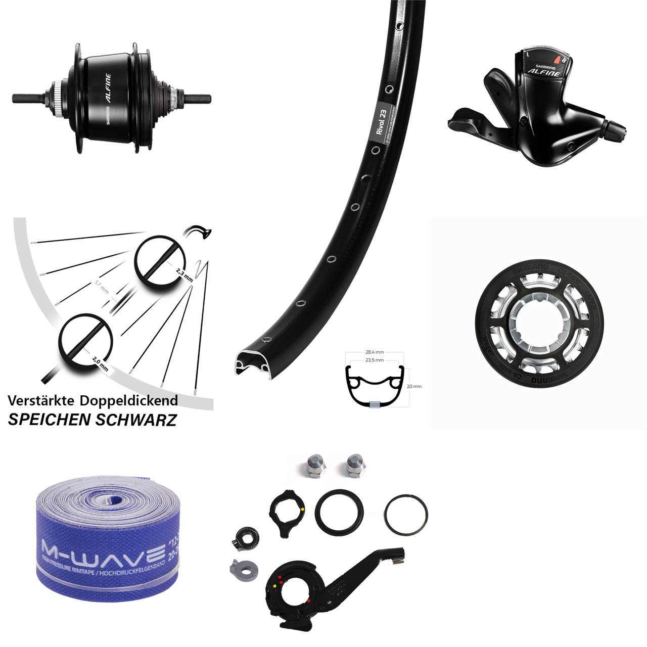 27,5 Zoll Hinterrad Shimano Alfine 8 Gang Centerlock Ryde Rival 23