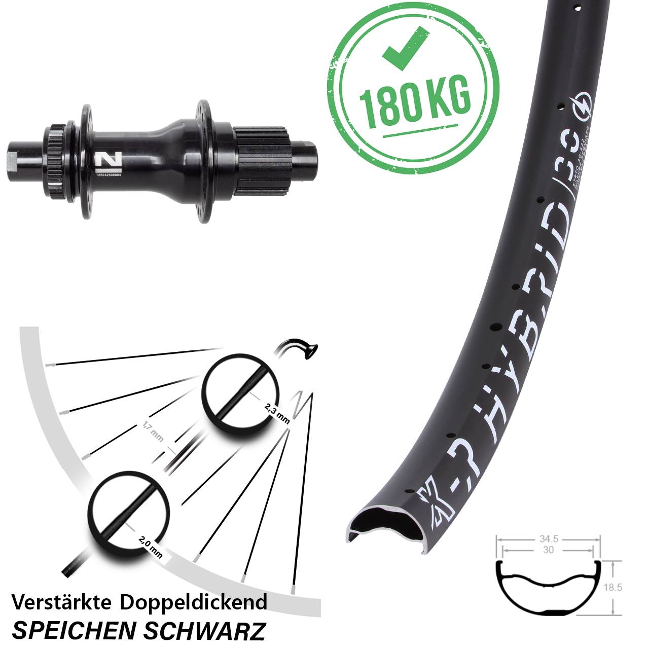 Centerlock Hinterrad 12x142 29 Zoll KX-R Hybrid 30 Novatec D792SB Shimano Micro Spline