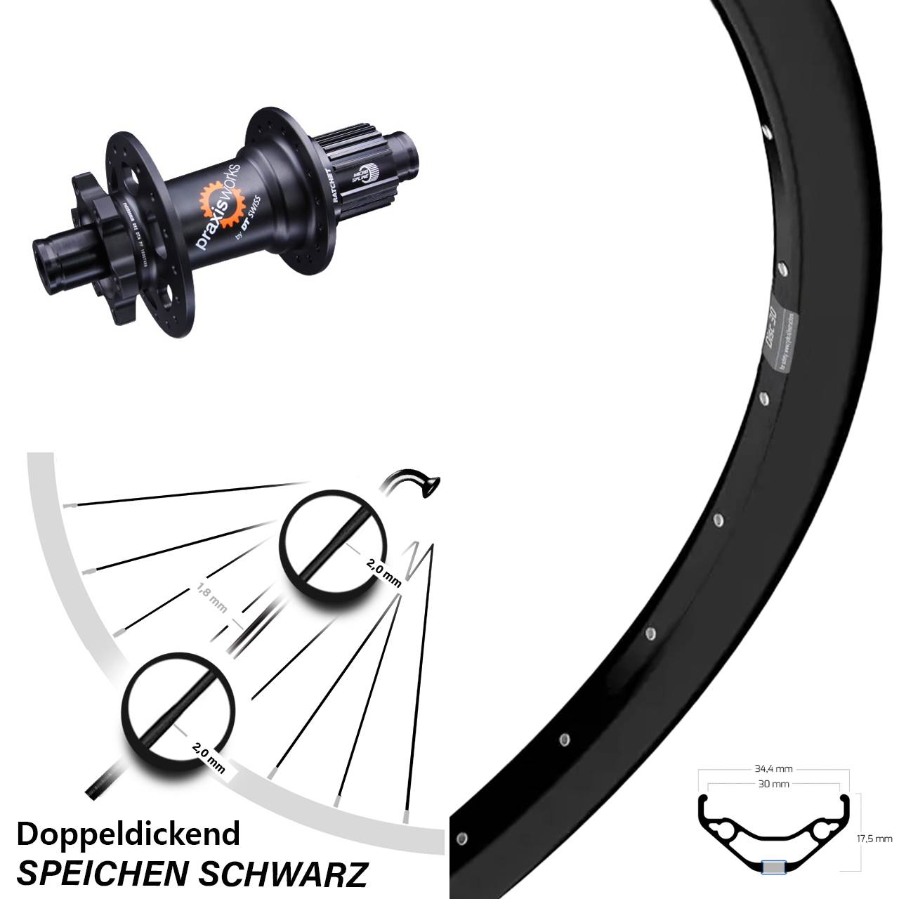 Disc Hinterrad 12x142 29 Zoll Ryde Disc 30 DT Swiss 350 Micro Spline