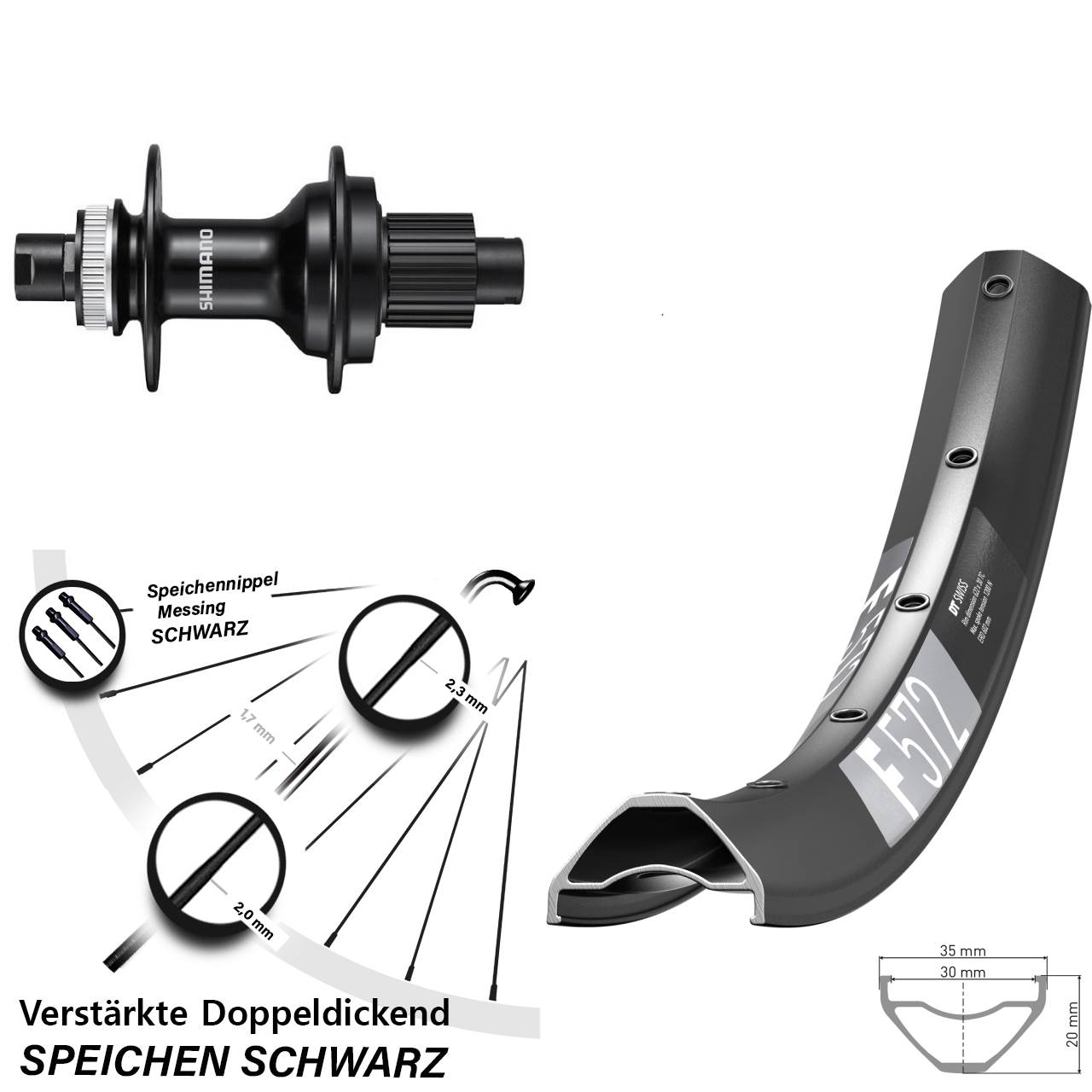 Disc Hinterrad 29 Zoll DT Swiss F 572 Shimano FH-MT510 Micro Spline 12x142