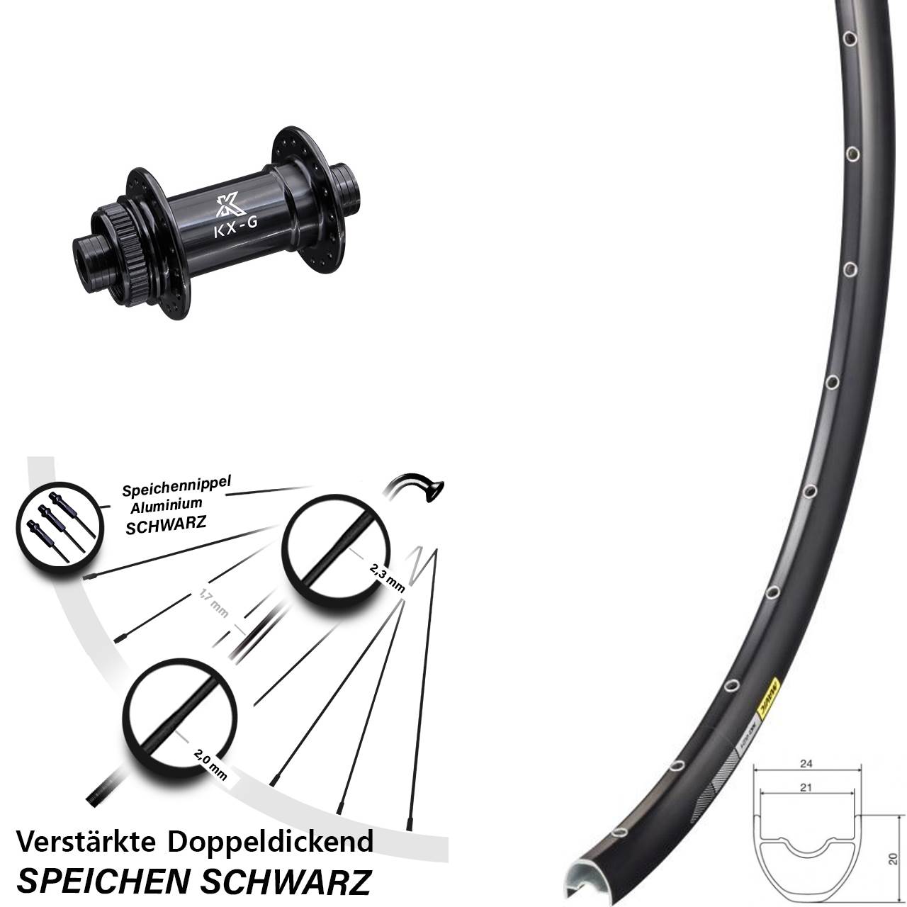29 Zoll Mavic XC 621 KX-G Disc Laufrad 15x100