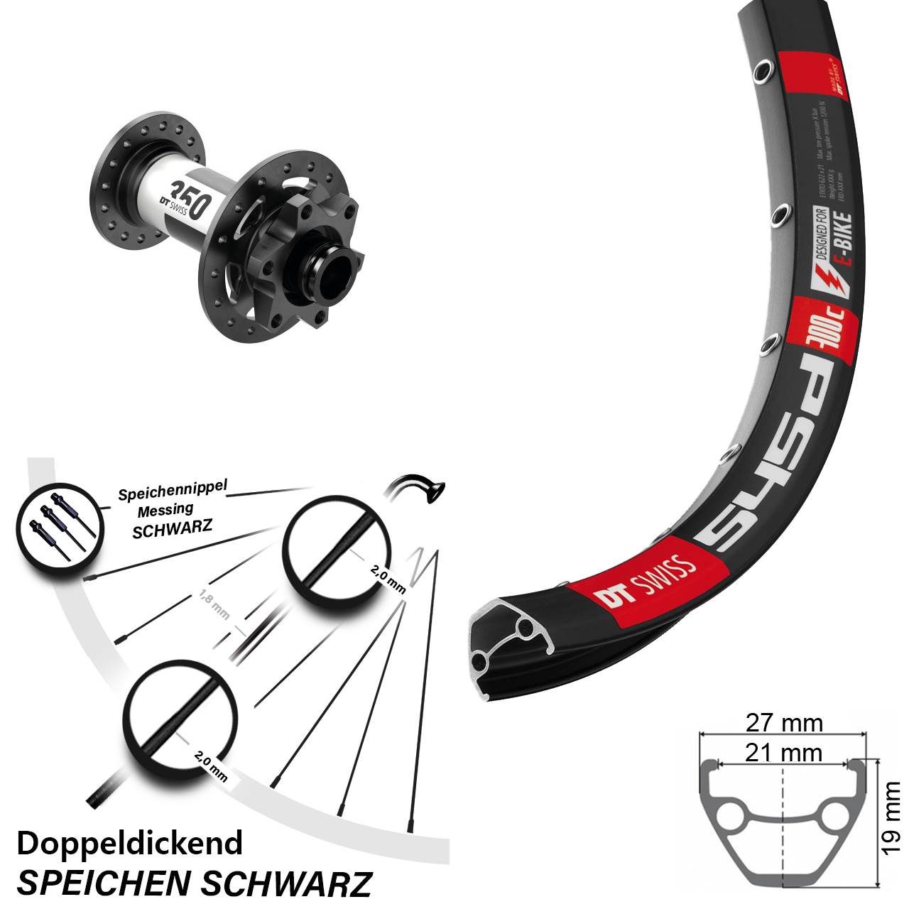 Vorderrad 6-Loch 28 Zoll DT Swiss 545d-350 15x100