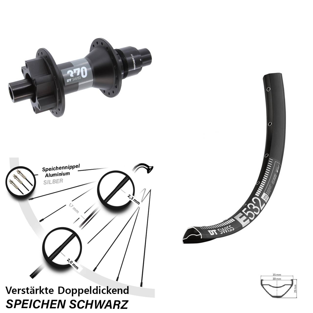 DT Swiss E 532-370 29 Zoll Disc Laufrad 12x148 Boost XD 11-12 fach