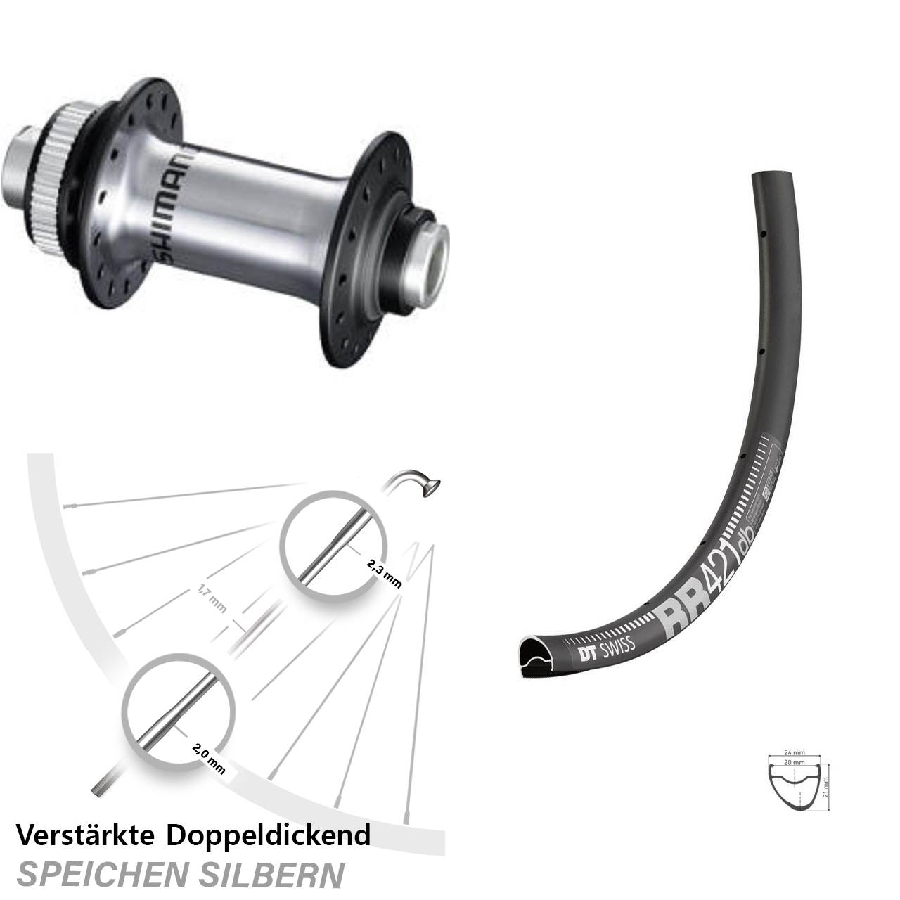 Centerlock Vorderrad 12x100 28 Zoll DT Swiss RR 421 Shimano HB-RS770