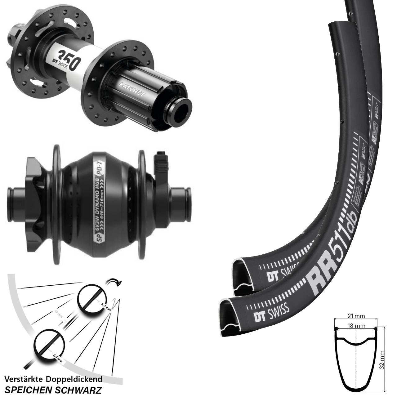 Disc Laufrad-Satz 12x100/142 28 Zoll DT Swiss RR511 350 Shutter PD-7 8-11 fach HG