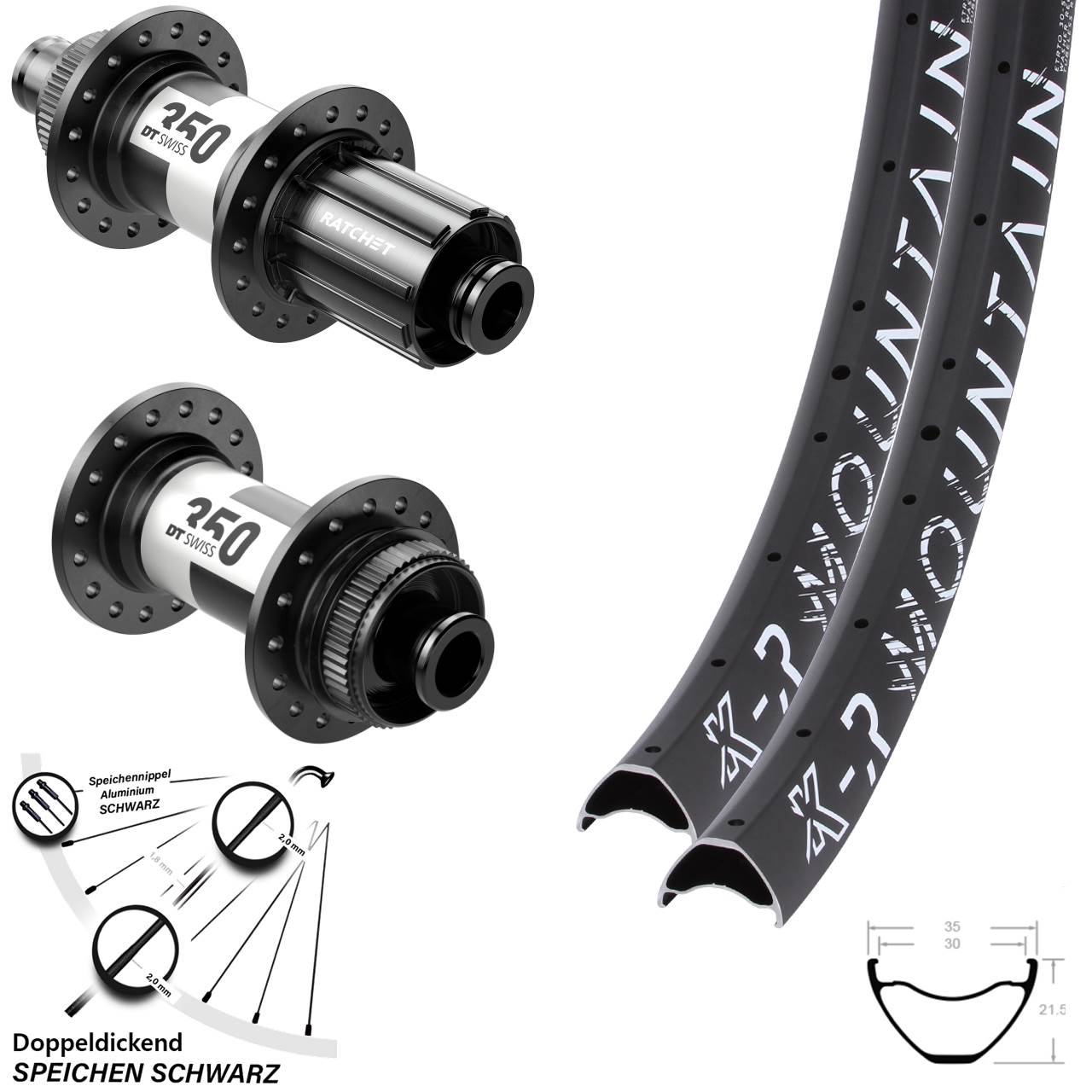 Laufradsatz 29 Zoll KX-R Mountain Centerlock 12x100/142 schwarz DT Swiss 350 HG
