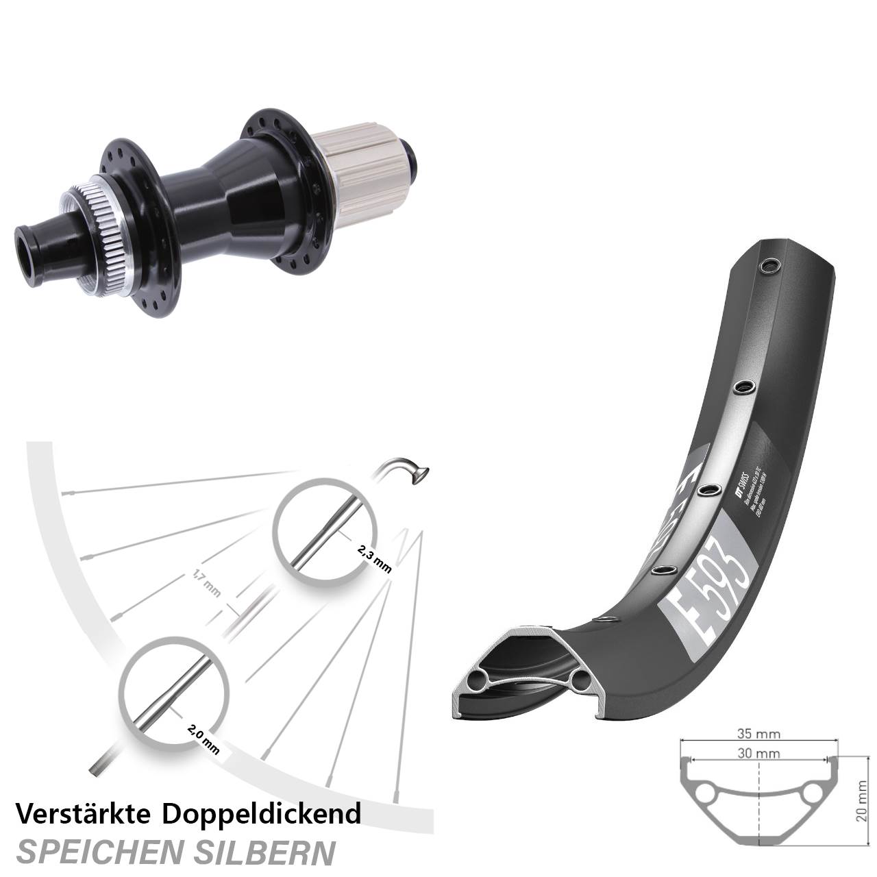 Hinterrad Centerlock 12x142 29 Zoll DT Swiss E593 Novatec CL142 8-12 fach