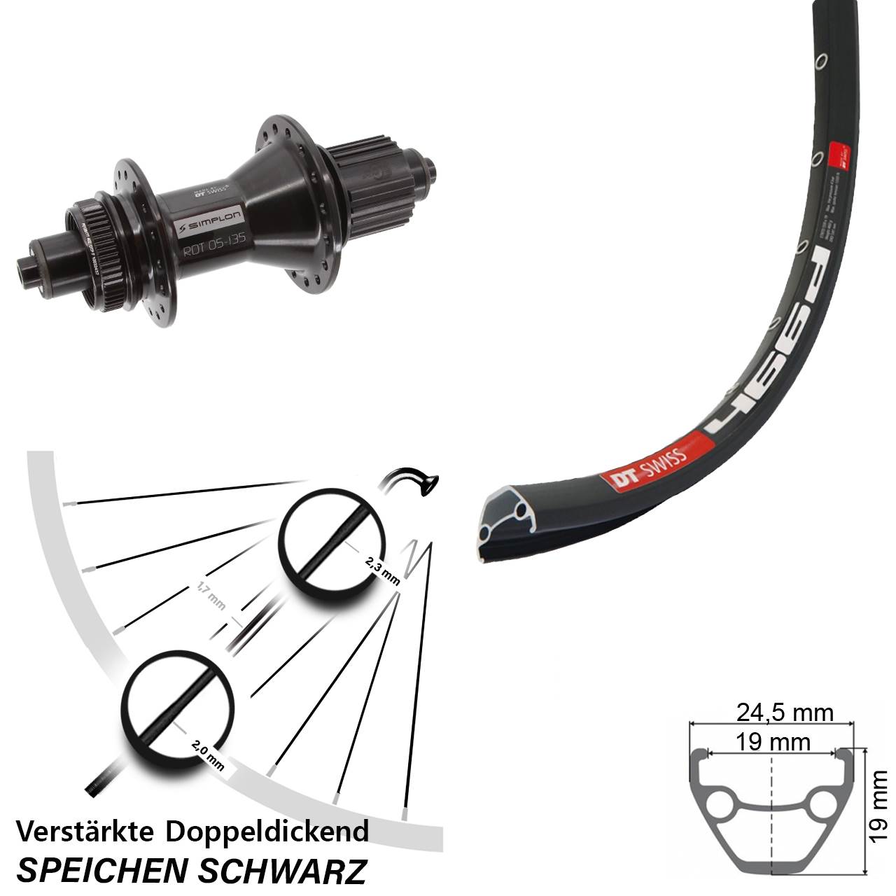 Disc Laufrad 28-29 Zoll DT Swiss 466d-370 Hybrid Micro Spline QR