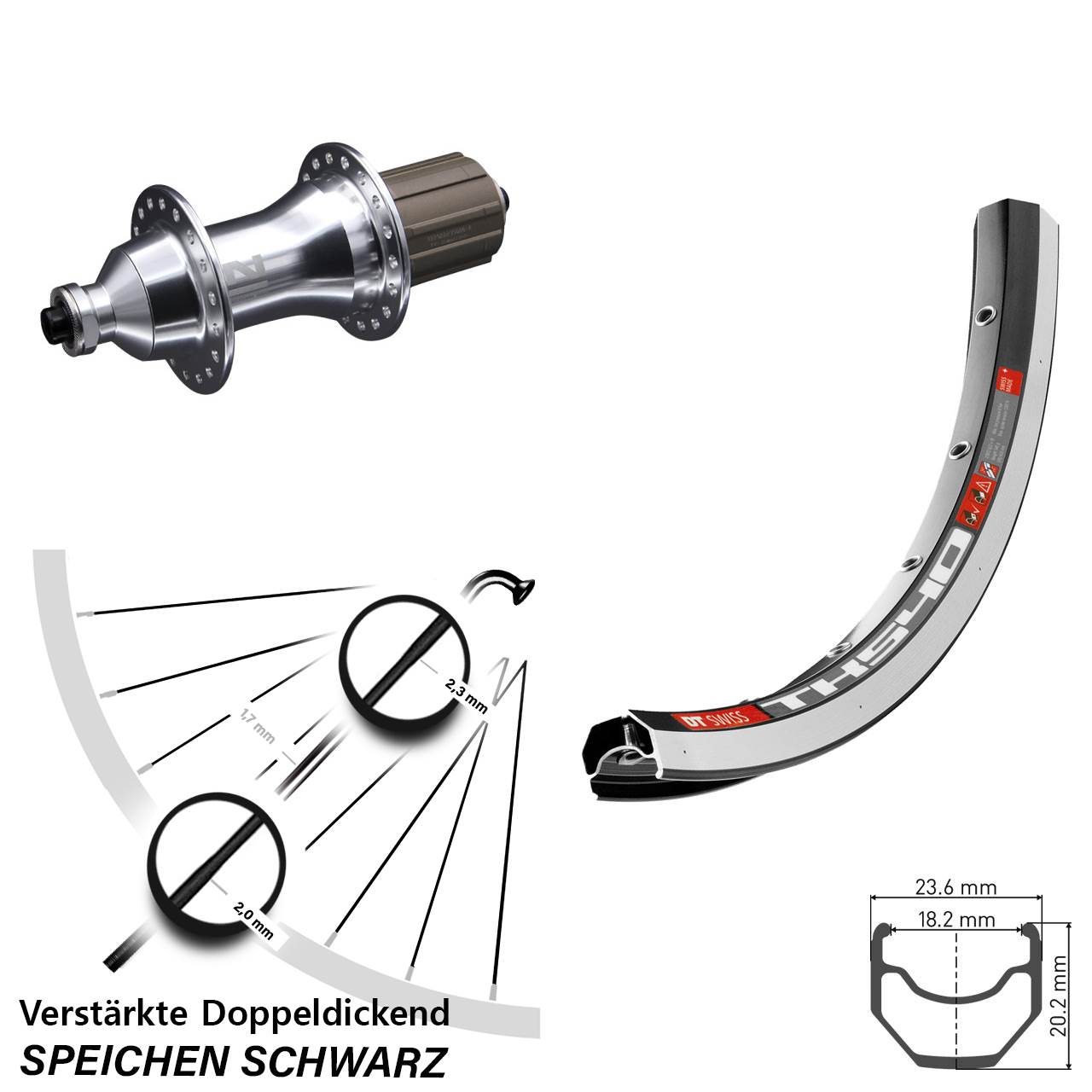 DT Swiss TK 540 Novatec F162SB 28 Zoll Hinterrad für Schnellspanner 8-12 fach HG