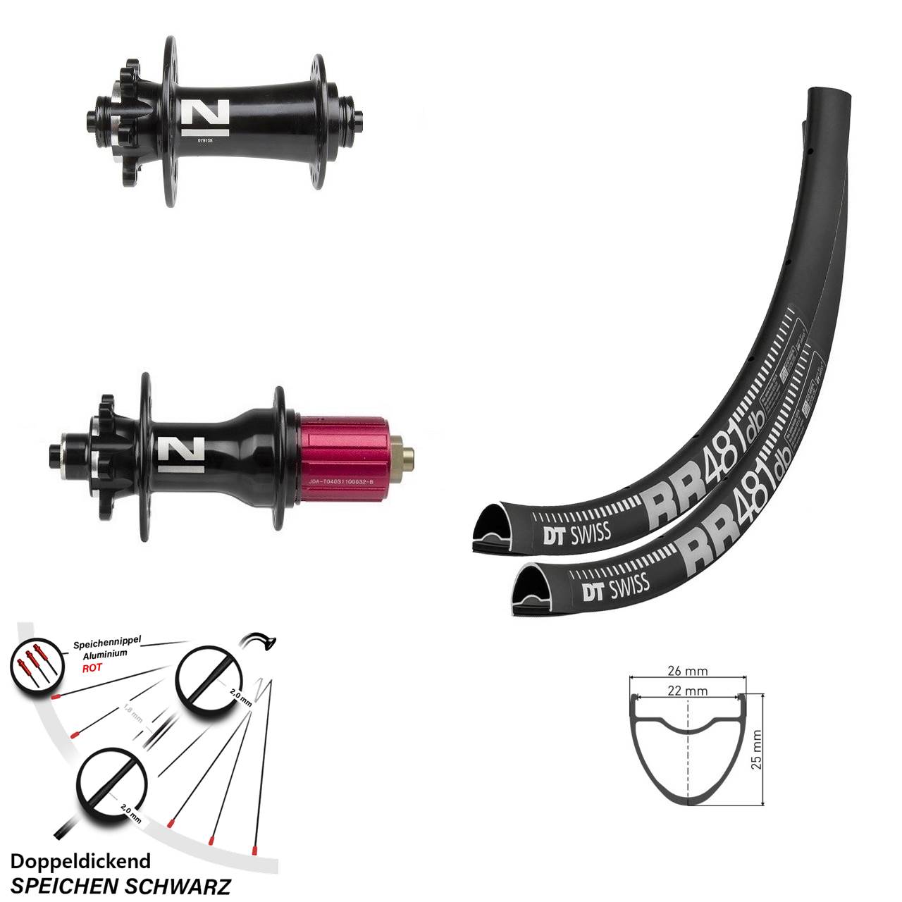 Disc Laufradsatz 28 Zoll DT Swiss RR481 Novatec D791 5x135 Shimano 8-12 fach