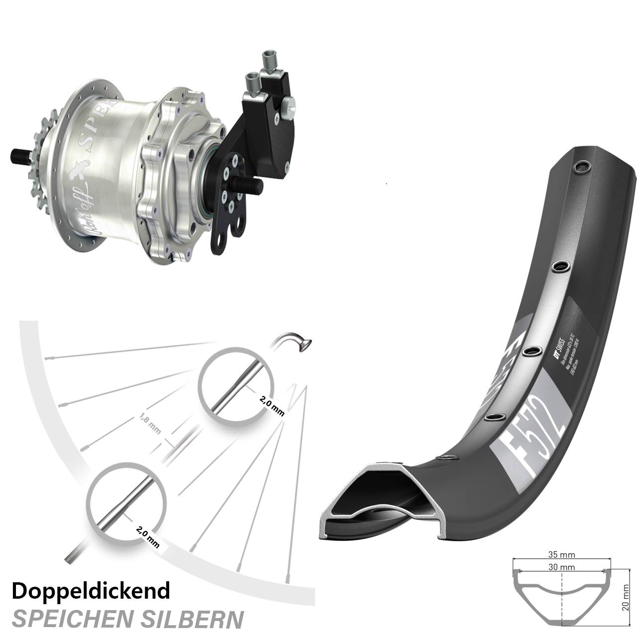 29 Zoll DT Swiss F 572 Rohloff Speedhub 500/14 TS DB Tandem
