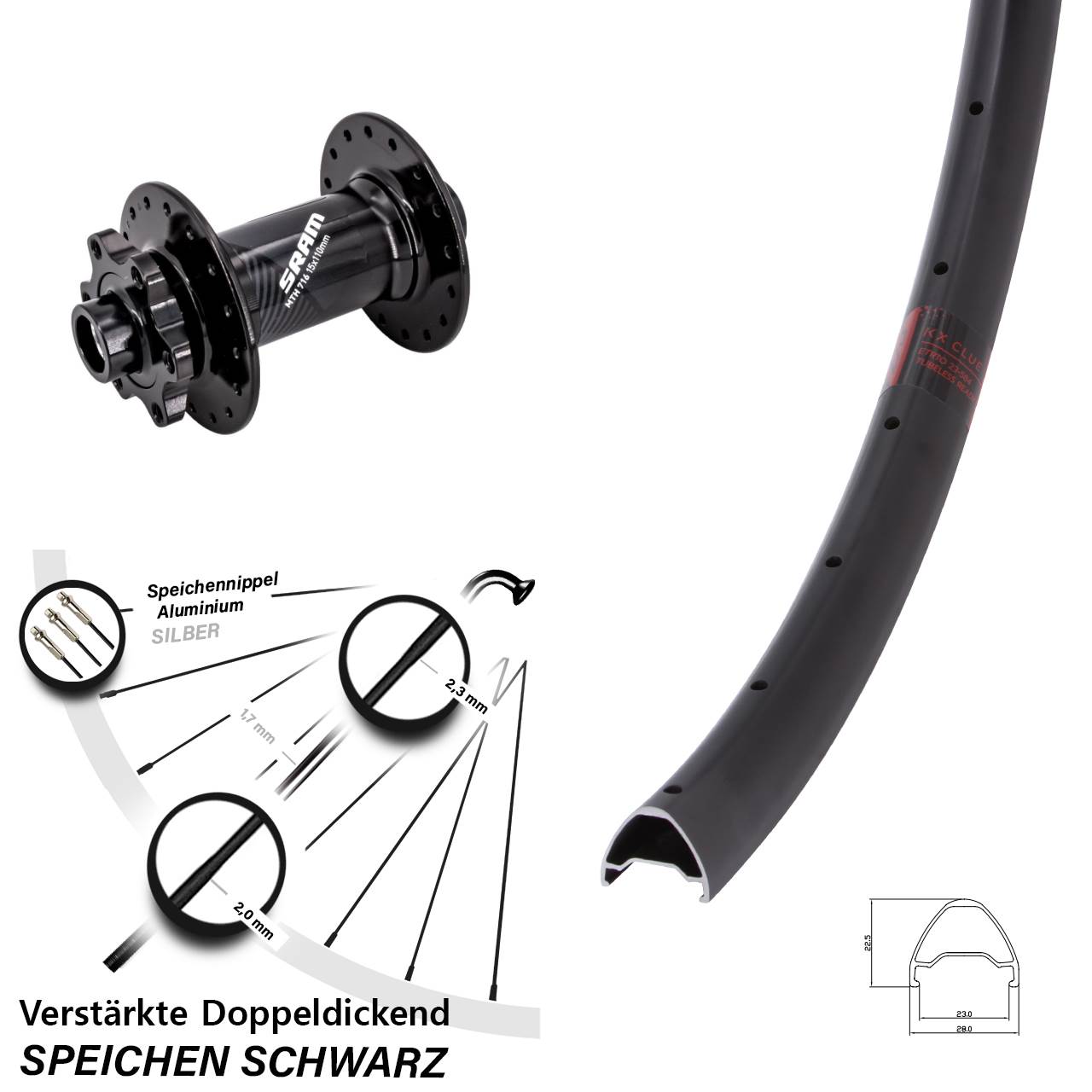 Disc Vorderrad 27,5 Zoll KX Clue Sram 716 15x110 Boost