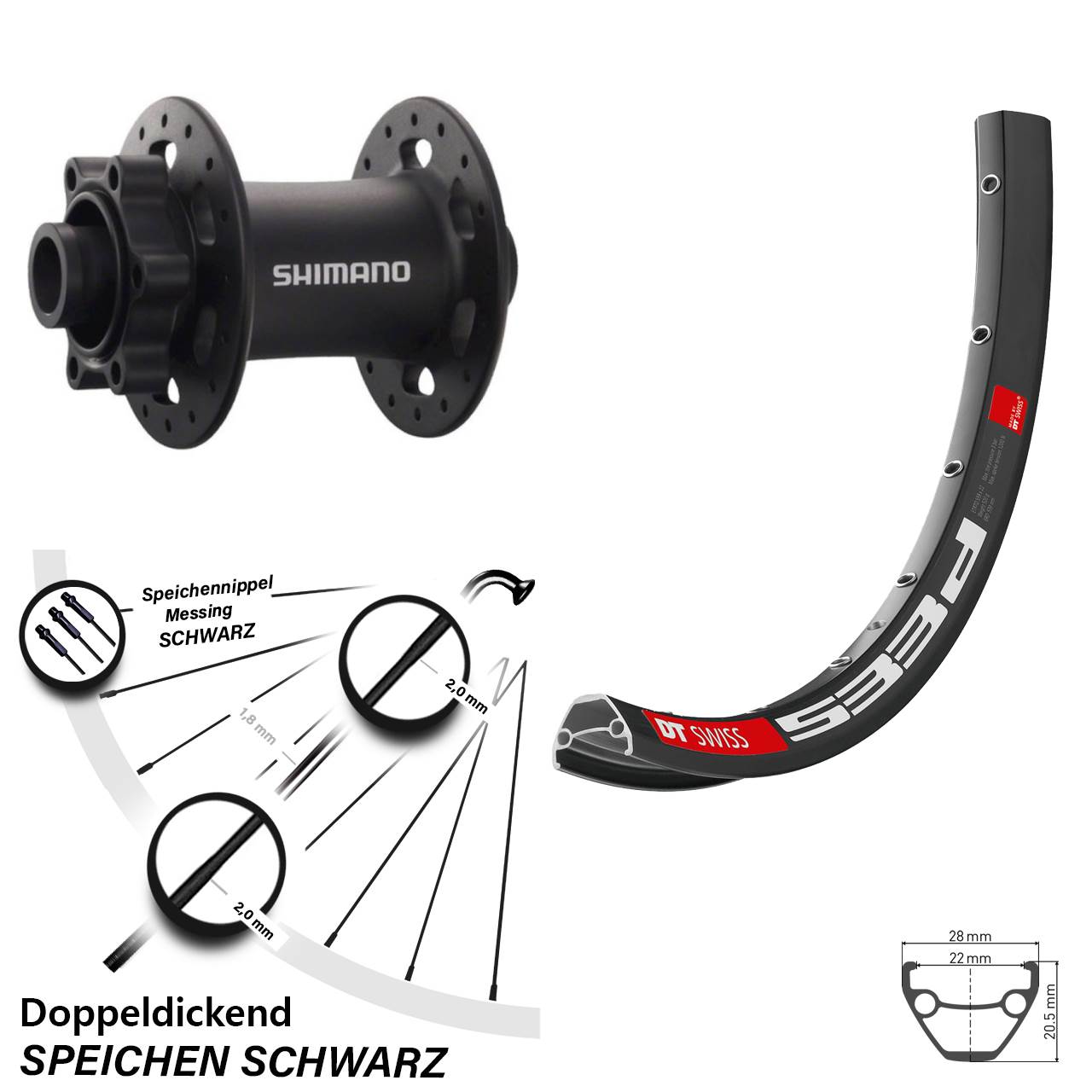 DT Swiss 533 D Shimano HB-M758 27,5 Zoll Vorderrad 6-Loch 15x100