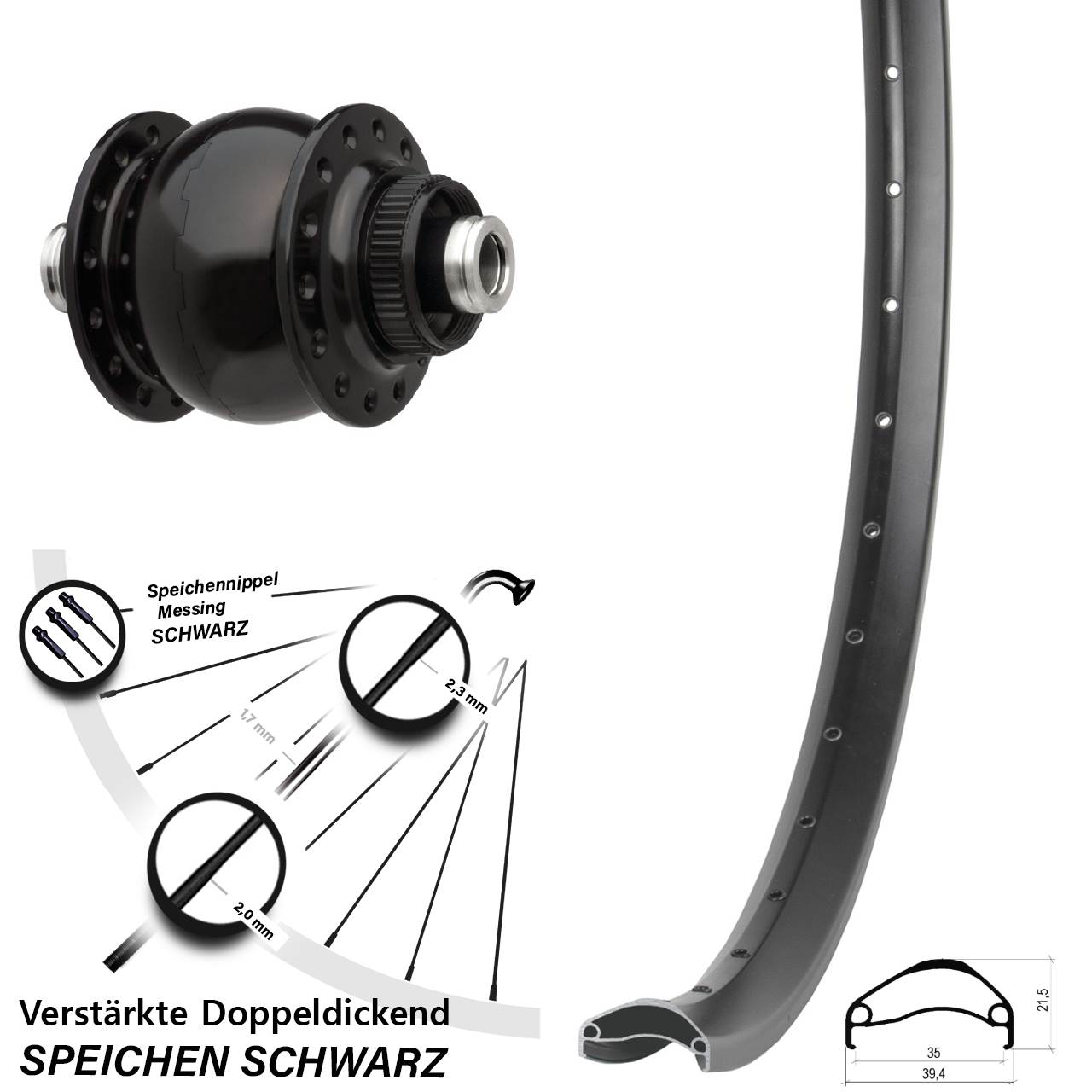 Centerlock Dynamo-Vorderrad 12x100 29 Zoll Ambrosio E35 SON 28