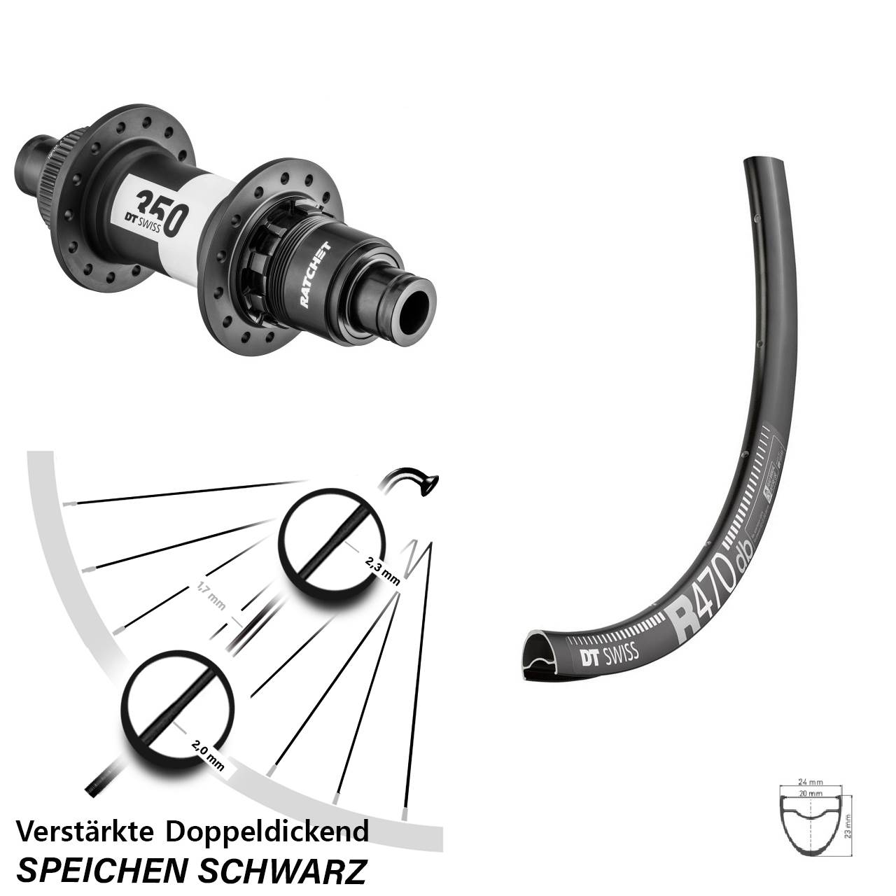 DT Swiss R470-350 28 Zoll Disc Hinterrad 12x142 SRAM XDR