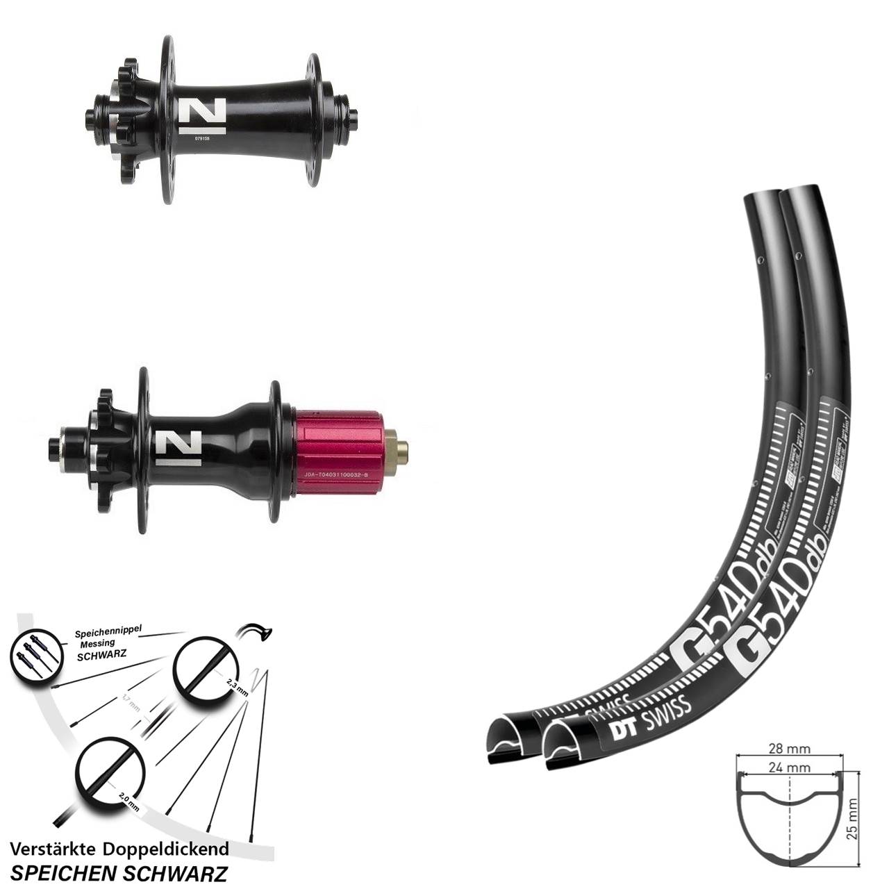 Laufradsatz 6-Loch 28-29 Zoll DT Swiss G540 Novatec D791SB/D792SB 8-12 fach QR