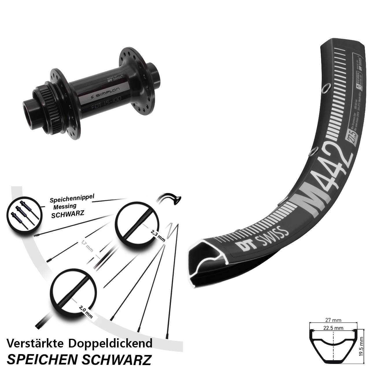 Centerlock Vorderrad 15x100 28 Zoll DT Swiss M442-370