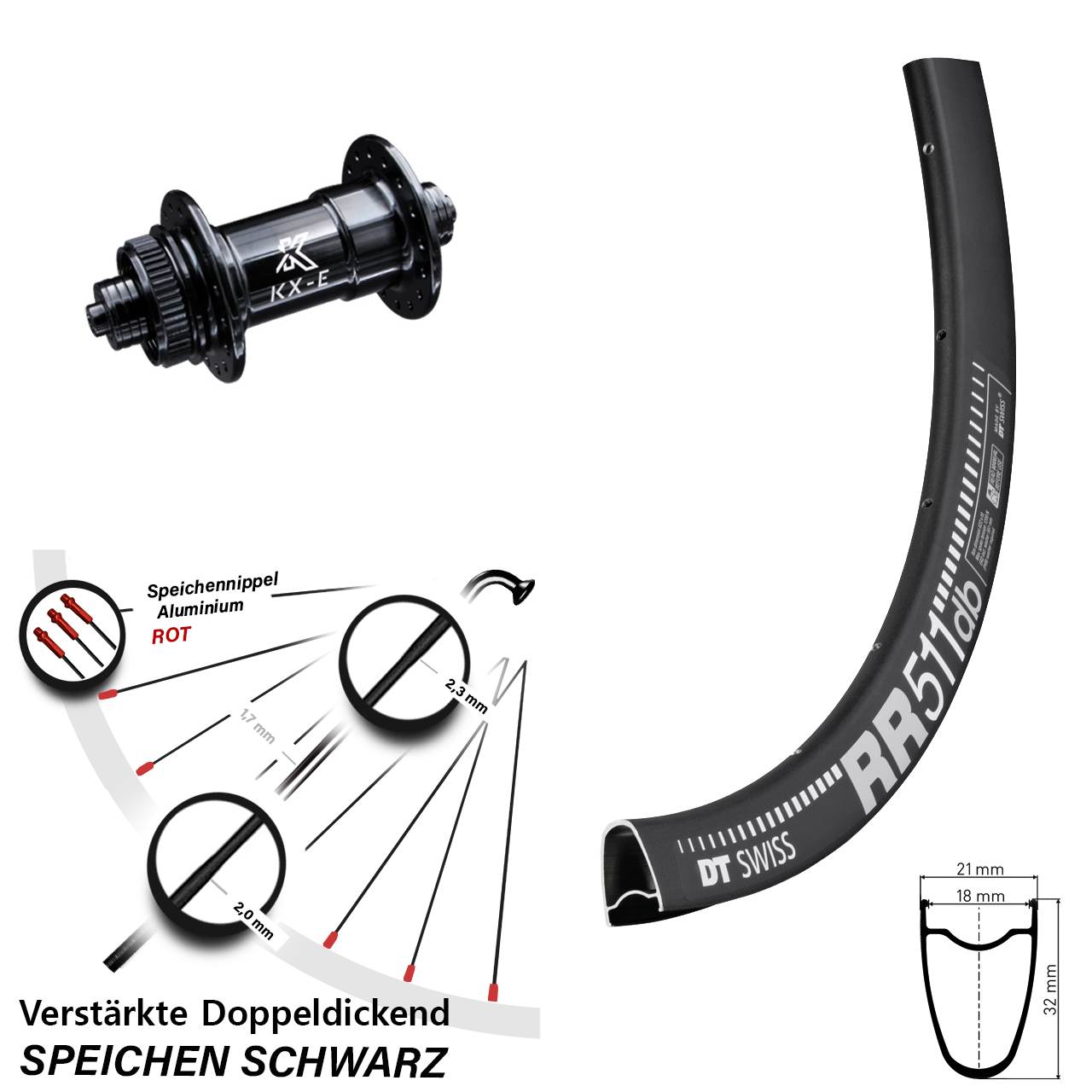 DT Swiss RR511 KX-E 4-fach gelagert 28 Zoll Disc Laufrad QR