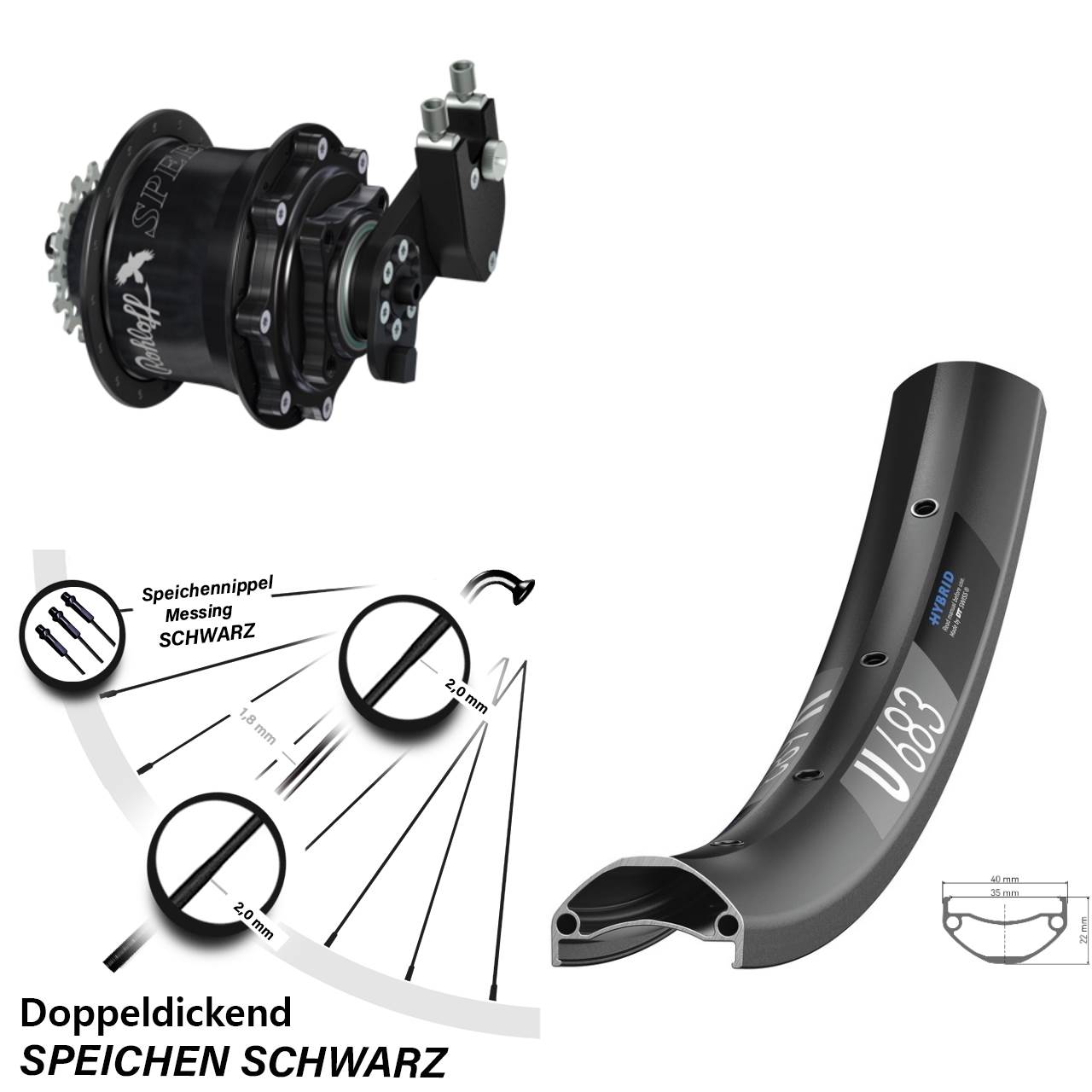 27,5 Zoll Rohloff CC DB OEM Hinterrad DT Swiss U683
