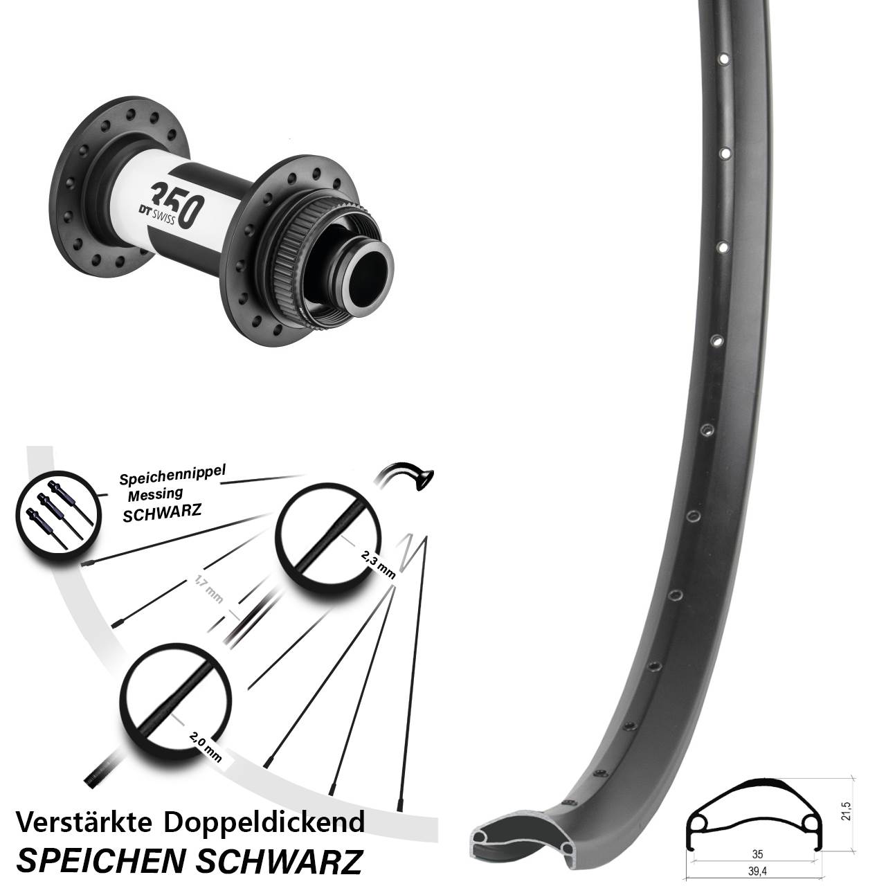 29 Zoll Ambrosio E35 DT Swiss 350 Vorderrad Centerlock 15x110 Boost