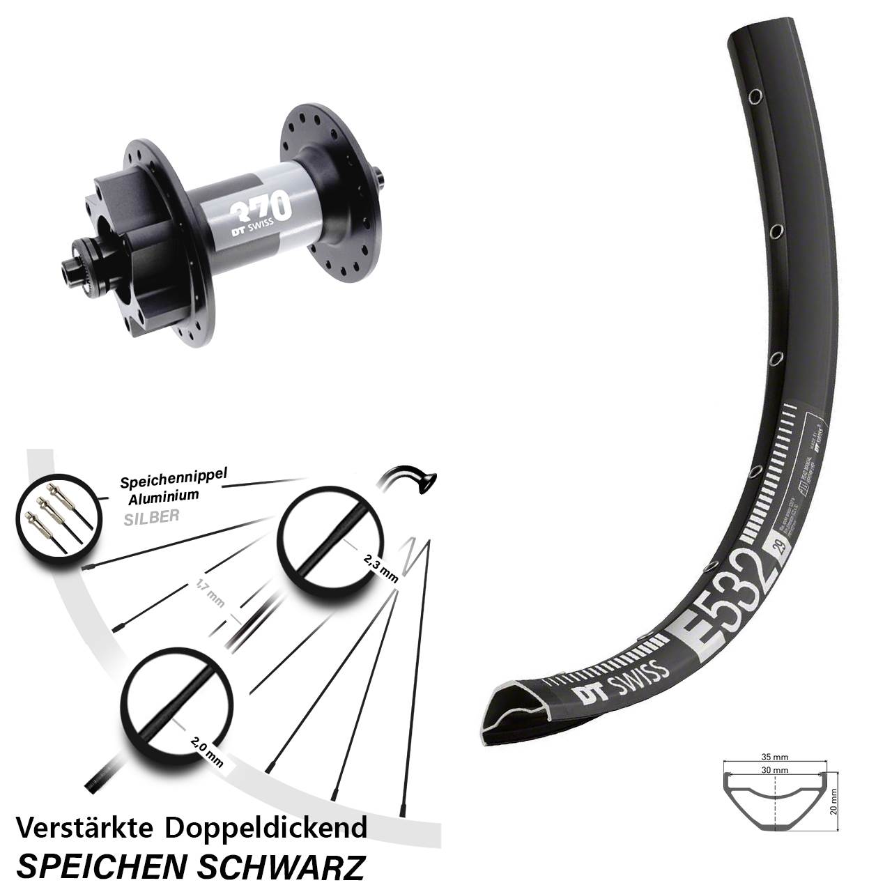 DT Swiss E 532-370 29 Zoll Disc Vorderrad QR