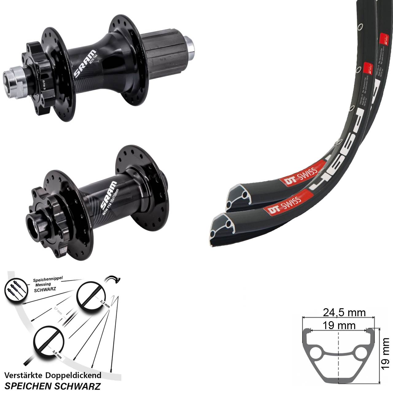6-Loch Laufradsatz 28 Zoll DT Swiss 466d Sram 716 746 8-11 fach HG 15x110 12x148