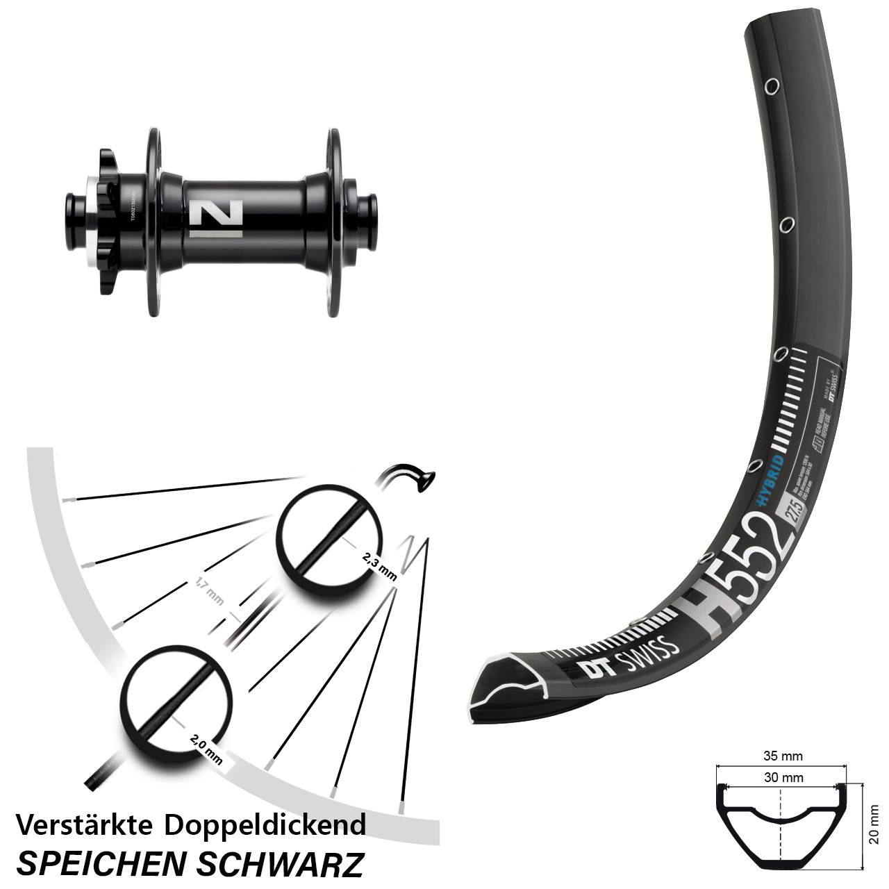 29 Zoll DT Swiss H 552 Novatec D041 Vorderrad 6-Loch 15x110 Boost