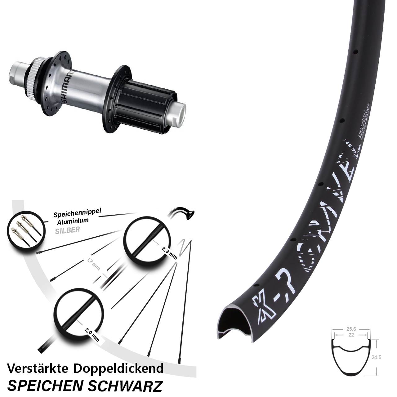 KX-R Gravel Shimano GRX Centerlock Hinterrad 12x142 28-29 Zoll 8-12 fach HG