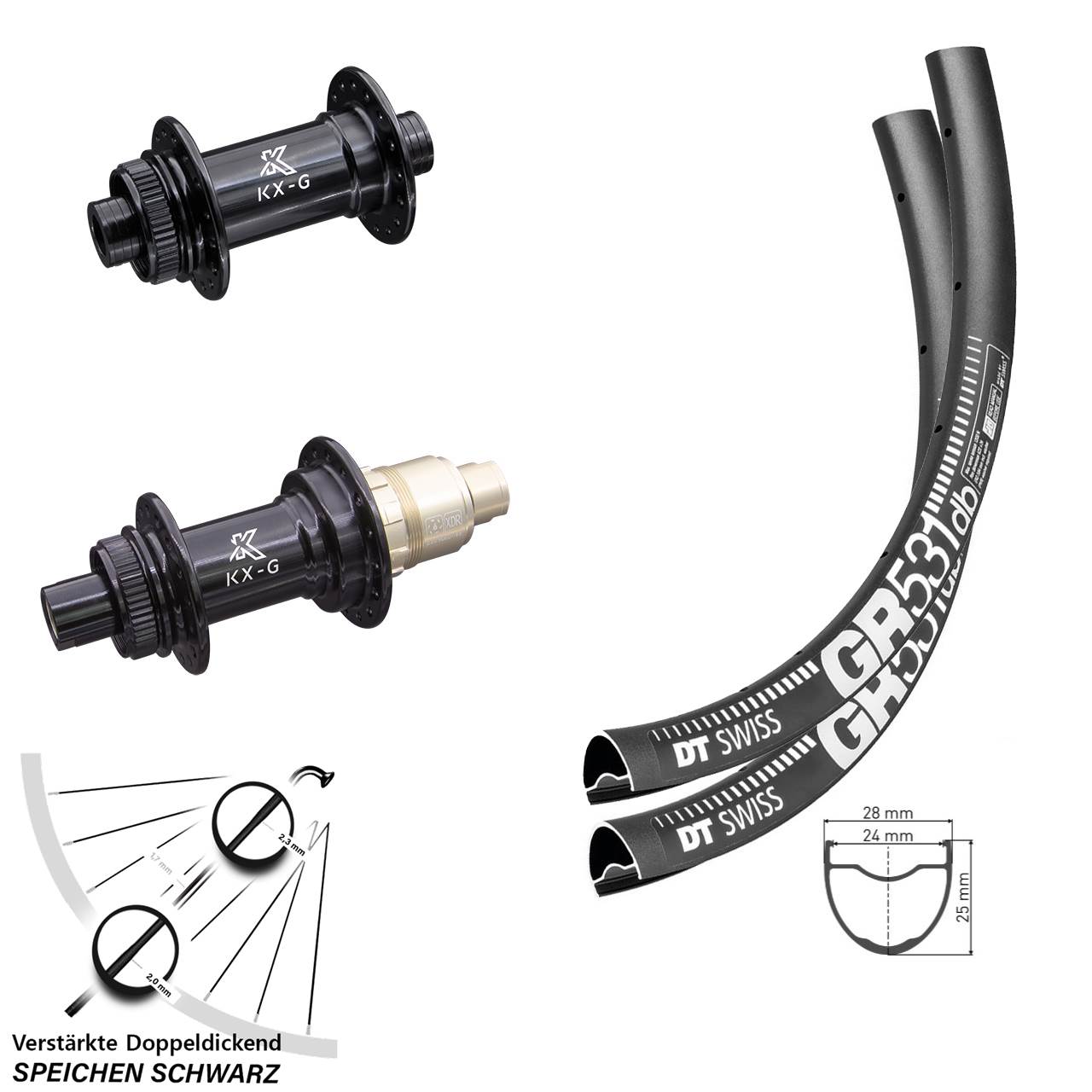 Centerlock Laufradsatz 15x100 12x142 650B DT Swiss GR531 KX-G XDR 11-12 fach