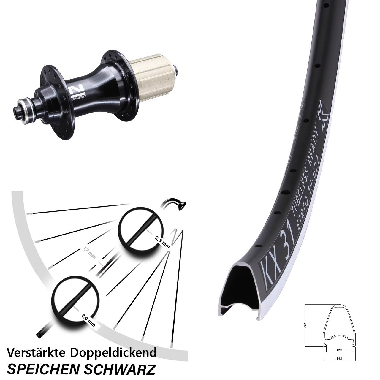 Hinterrad 28 Zoll KX 31 Novatec F162 8-12 fach HG QR