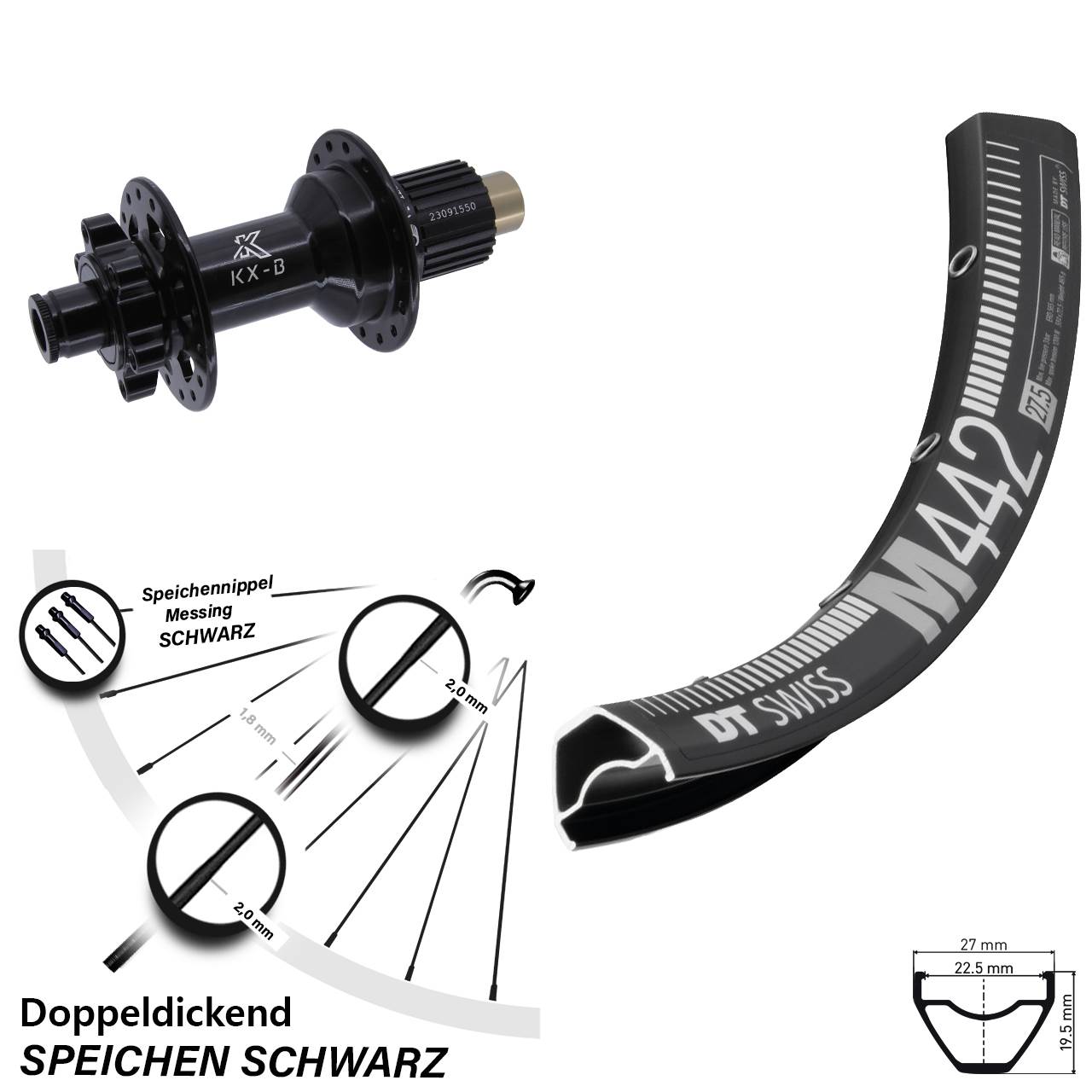 Disc Laufrad 28 Zoll DT Swiss M 442 KX-B Micro Spline 12x148
